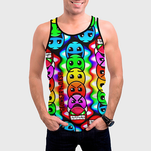 Мужская майка без рукавов Geometry smile dash / 3D-Черный – фото 3