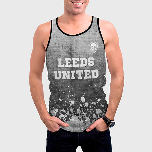 Мужская майка без рукавов Leeds United - grey gradient посередине / 3D-Черный – фото 3