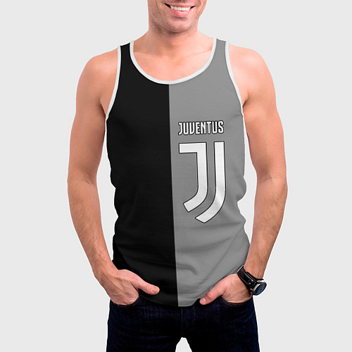 Мужская майка без рукавов Ювентус геометрия / 3D-Белый – фото 3