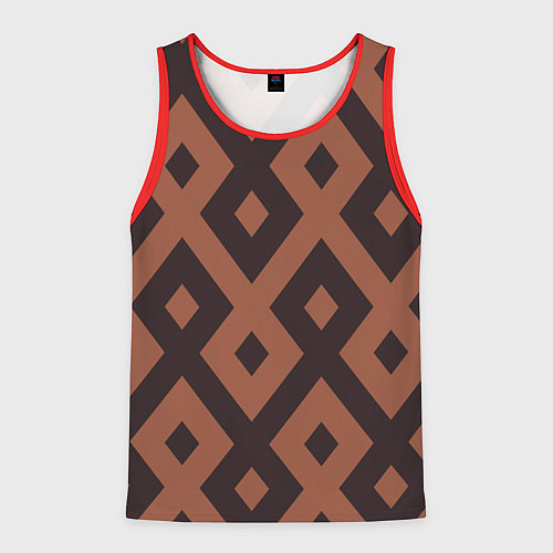 Мужская майка без рукавов Геометрический узор ромб / 3D-Красный – фото 1