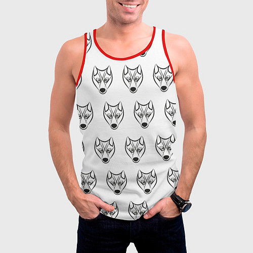 Мужская майка без рукавов Паттерн волк / 3D-Красный – фото 3