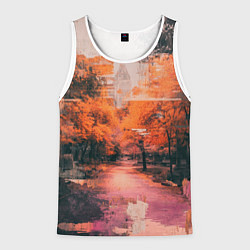 Майка-безрукавка мужская Винтажные осенние улицы, цвет: 3D-белый