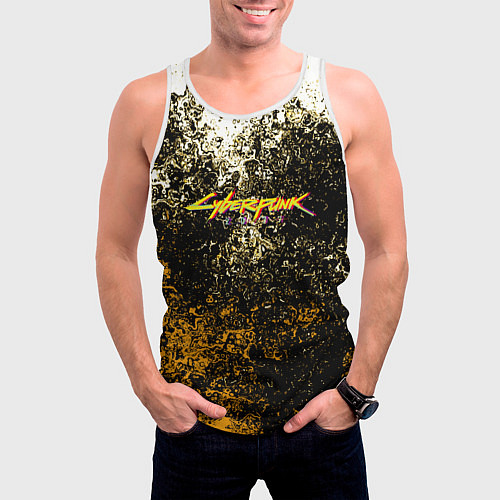 Мужская майка без рукавов Cyberpunk текстура краски / 3D-Белый – фото 3