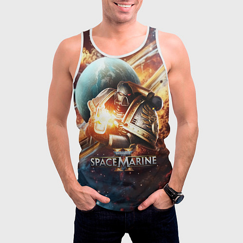 Мужская майка без рукавов Warhammer 40000 space marine 2 / 3D-Белый – фото 3