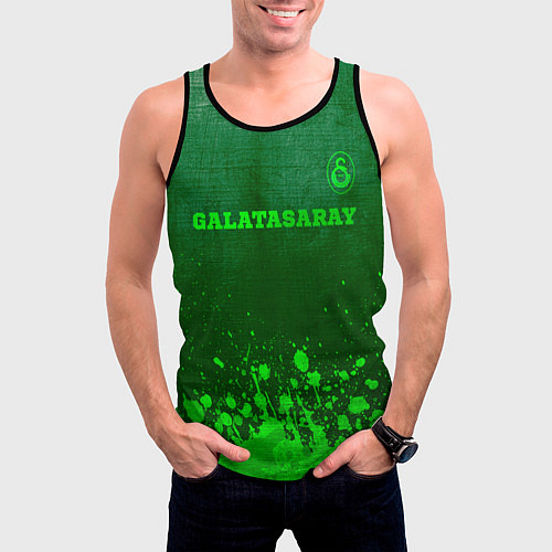 Мужская майка без рукавов Galatasaray - green gradient посередине / 3D-Черный – фото 3