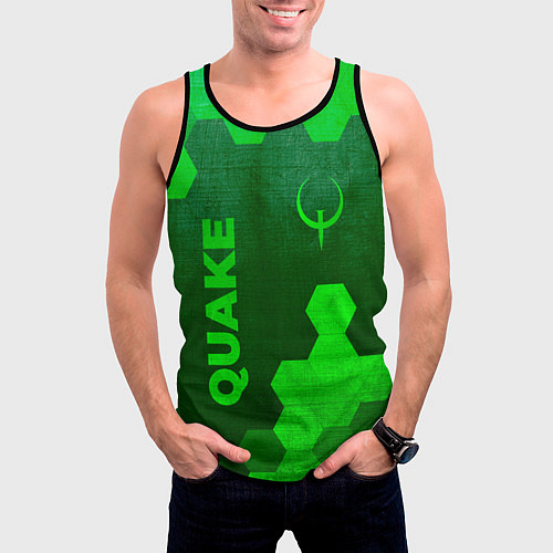 Мужская майка без рукавов Quake - green gradient вертикально / 3D-Черный – фото 3