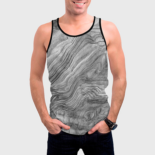 Мужская майка без рукавов Текстура дерева - абстракция / 3D-Черный – фото 3