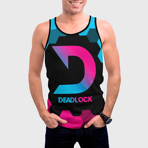 Мужская майка без рукавов Deadlock - neon gradient / 3D-Черный – фото 3