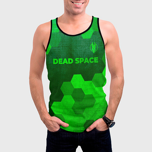 Мужская майка без рукавов Dead Space - green gradient посередине / 3D-Черный – фото 3