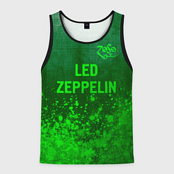 Майка-безрукавка мужская Led Zeppelin - green gradient посередине, цвет: 3D-черный