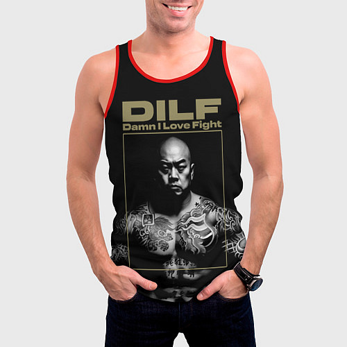 Мужская майка без рукавов DILF - damn I love fights / 3D-Красный – фото 3