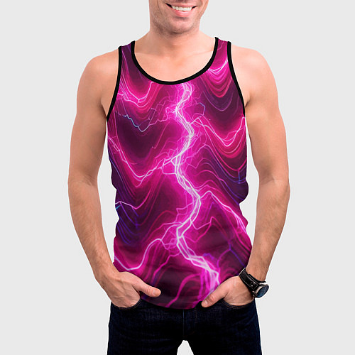 Мужская майка без рукавов Pink lightnings - ai art fantasy / 3D-Черный – фото 3
