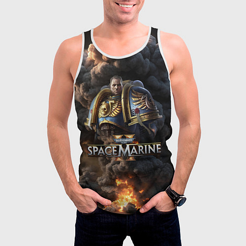 Мужская майка без рукавов Captain Titus Warhammer 40000 space marine 2 / 3D-Белый – фото 3