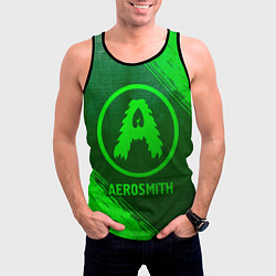 Майка-безрукавка мужская Aerosmith - green gradient, цвет: 3D-черный — фото 2