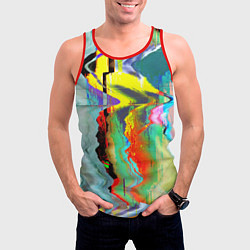 Майка-безрукавка мужская Текстура глитч краски, цвет: 3D-красный — фото 2