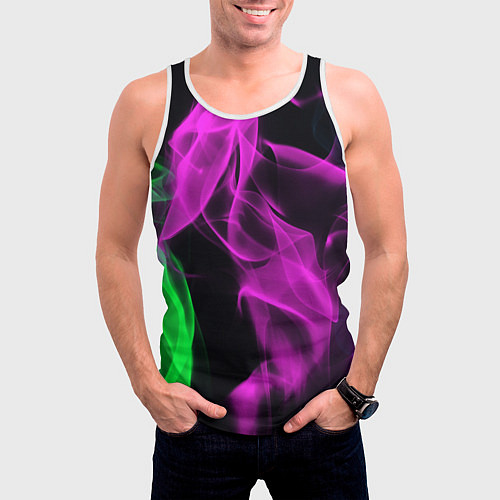 Мужская майка без рукавов Неоновый огненный дым / 3D-Белый – фото 3