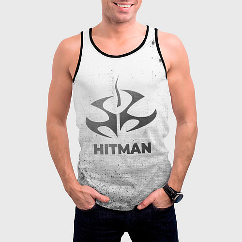 Мужская майка без рукавов Hitman - white gradient / 3D-Черный – фото 3