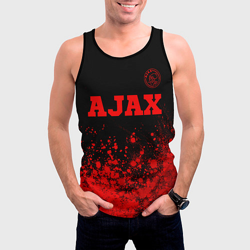 Мужская майка без рукавов Ajax - red gradient посередине / 3D-Черный – фото 3