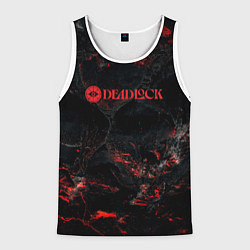 Майка-безрукавка мужская Deadlock logo red texture, цвет: 3D-белый