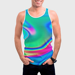 Майка-безрукавка мужская Неоновые голографические краски - светло-голубоват, цвет: 3D-белый — фото 2