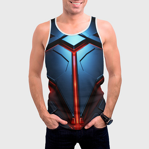 Мужская майка без рукавов Разлом плит под углом с красным светом / 3D-Белый – фото 3