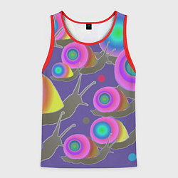 Майка-безрукавка мужская Разноцветные улитки - паттерн с градиентом, цвет: 3D-красный