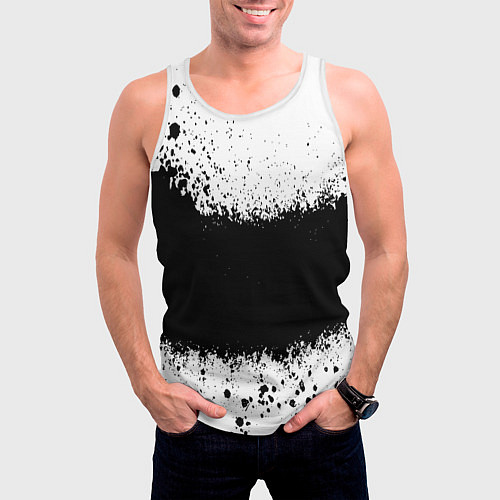Мужская майка без рукавов Просто краски чёрные / 3D-Белый – фото 3