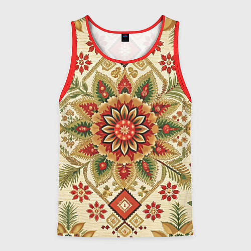 Мужская майка без рукавов Стиль советского ковра узоры и орнамент / 3D-Красный – фото 1