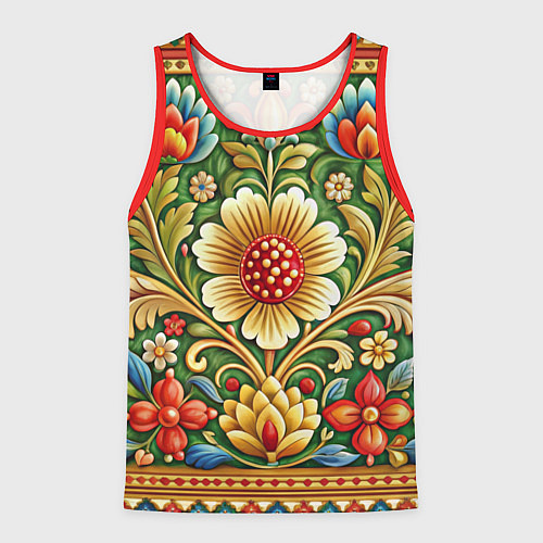 Мужская майка без рукавов Стиль советского ковра узоры и орнамент / 3D-Красный – фото 1
