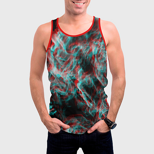 Мужская майка без рукавов Дым из вейпа глитч / 3D-Красный – фото 3