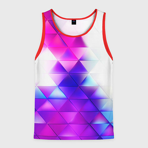 Мужская майка без рукавов Неоновые треугольники абстракция / 3D-Красный – фото 1