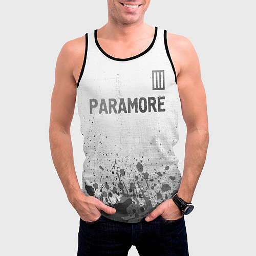 Мужская майка без рукавов Paramore - white gradient посередине / 3D-Черный – фото 3