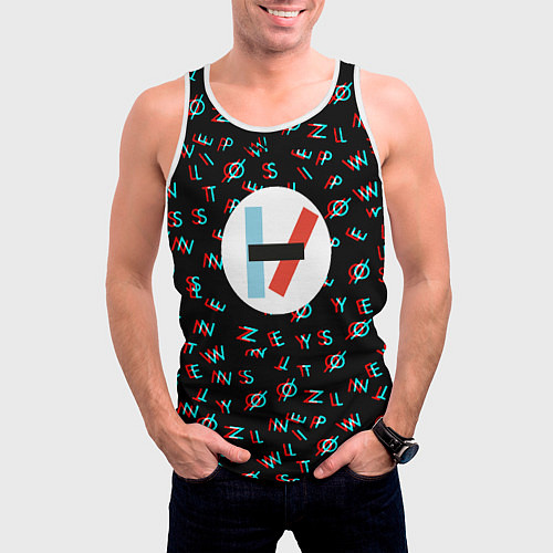 Мужская майка без рукавов Twenty one pilots glitch / 3D-Белый – фото 3