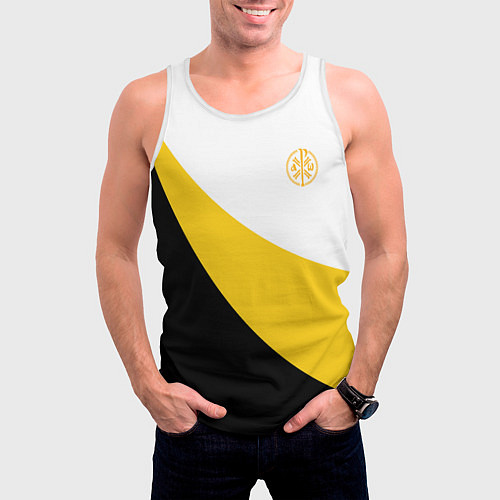 Мужская майка без рукавов Сокрушу пред ним врагов его малый желтый КЦК Никол / 3D-Белый – фото 3