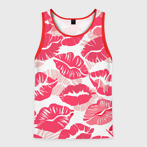 Мужская майка без рукавов Романтический отпечаток помады игривый макияж / 3D-Красный – фото 1