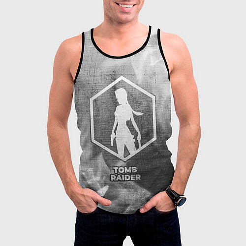 Мужская майка без рукавов Tomb Raider - grey gradient / 3D-Черный – фото 3