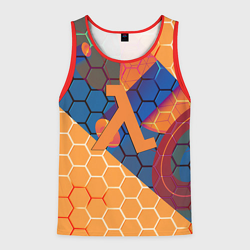 Мужская майка без рукавов Half life hexagon steel / 3D-Красный – фото 1