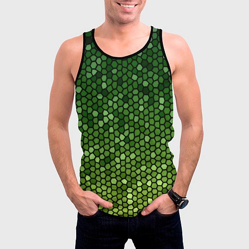 Мужская майка без рукавов Мозаика под зеленую змею / 3D-Черный – фото 3