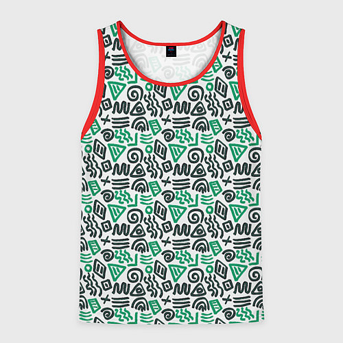 Мужская майка без рукавов Паттерн в стиле граффити и африканских узоров / 3D-Красный – фото 1