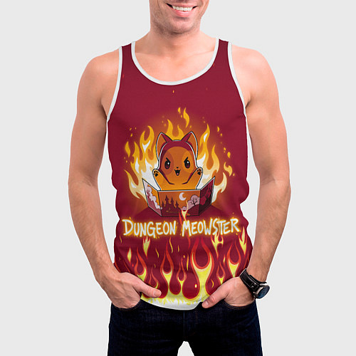 Мужская майка без рукавов Mr DnD Meowster / 3D-Белый – фото 3