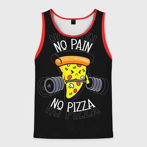 Мужская майка без рукавов No pain - no pizza / 3D-Красный – фото 1