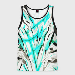 Майка-безрукавка мужская Чёрно-голубая агрессивная абстракция на белом фоне, цвет: 3D-черный