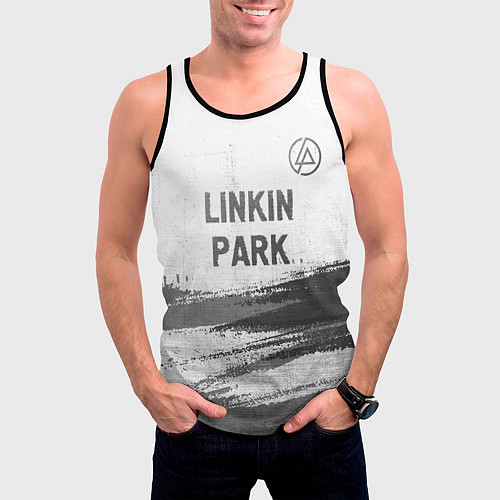 Мужская майка без рукавов Linkin Park - white gradient посередине / 3D-Черный – фото 3