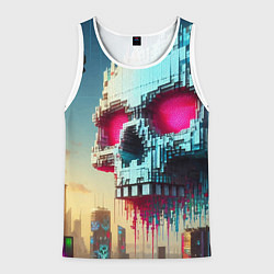 Майка-безрукавка мужская Cool pixel skull - ai art fantasy, цвет: 3D-белый