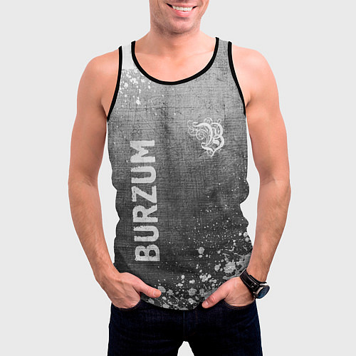 Мужская майка без рукавов Burzum - grey gradient вертикально / 3D-Черный – фото 3