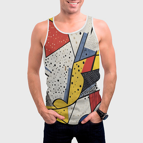Мужская майка без рукавов Поп-арт яркая абстракция / 3D-Белый – фото 3