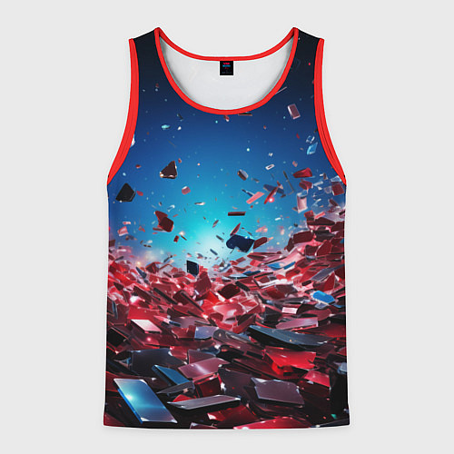 Мужская майка без рукавов Осколки плит в движении / 3D-Красный – фото 1