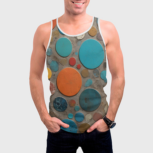 Мужская майка без рукавов Арт вариация терраццо / 3D-Белый – фото 3