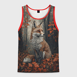 Майка-безрукавка мужская Лиса в осеннем лесу, цвет: 3D-красный