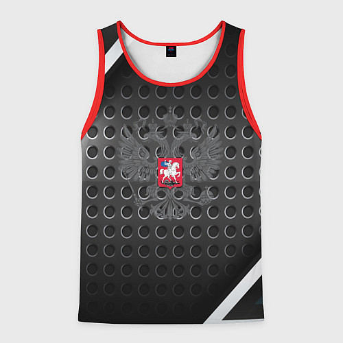Мужская майка без рукавов Россия герб карбон / 3D-Красный – фото 1